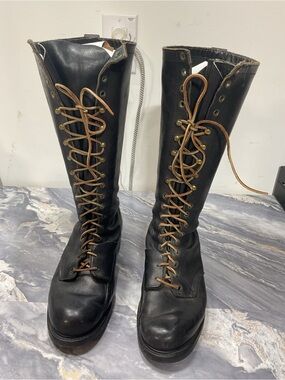 Vintage 60s 70s Goodyear GT Neoprene Cord Tall Black Logger Boots Size 9.5 D